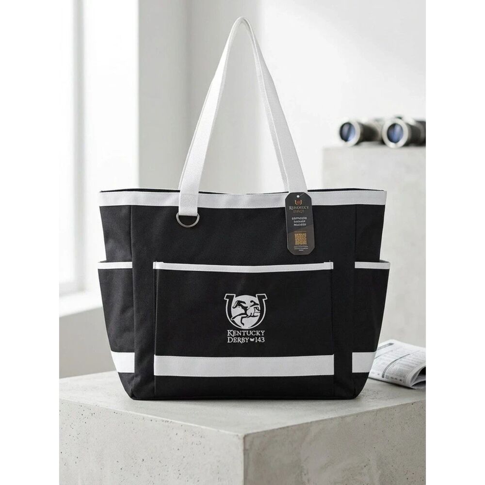 Kentucky Derby 143 Classic Tote Bag Black White Lightweight Churchill Downs New
